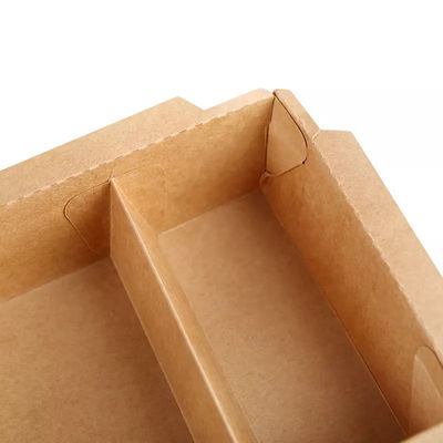 Kotak Sekali Pakai Kompartemen Bawa Pulang Kemasan Makanan Kertas Kraft Kotak Makan Siang