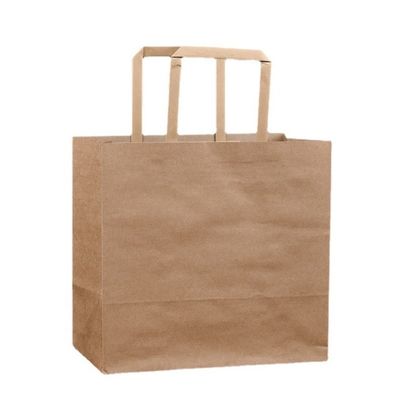 250gm 300gm Biodegradable tableware sekali pakai Tas kertas cokelat dengan pegangan
