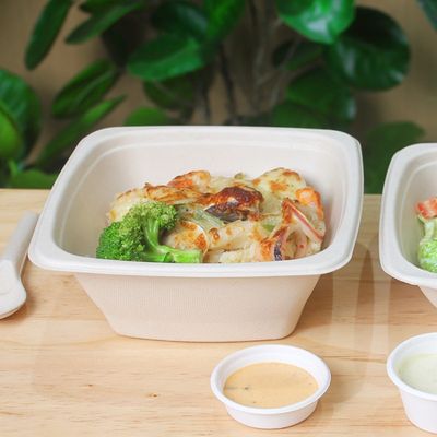 16 24 32oz Mangkuk Bagas Tebu Biodegradable Wadah Salad Buah Kotak dengan Tutup