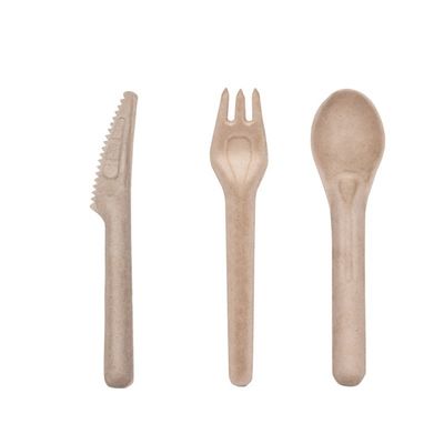 Sendok dan Garpu Sekali Pakai Ramah Lingkungan Bagasse Biodegradable 141.7mm Kompos