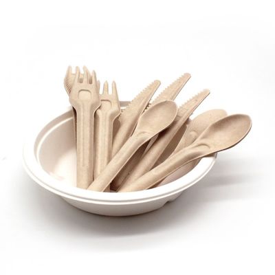 Sendok dan Garpu Sekali Pakai Ramah Lingkungan Bagasse Biodegradable 141.7mm Kompos