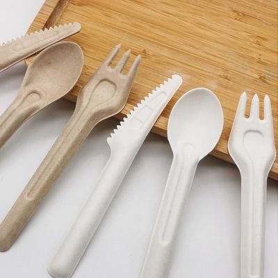 Sendok dan Garpu Sekali Pakai Ramah Lingkungan Bagasse Biodegradable 141.7mm Kompos