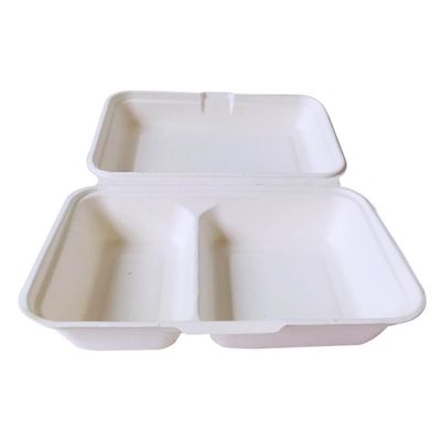 600ml 1000ml Perlengkapan makan malam Komposable Party Perlengkapan meja Bagasse Pulp Lunch Bento Box