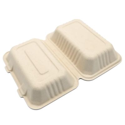 600ml 1000ml Perlengkapan makan malam Komposable Party Perlengkapan meja Bagasse Pulp Lunch Bento Box