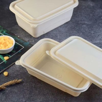 500 600ML Satu Kali Pakai Kompostable Cornstarch Meal Lunch Box Fast Food Packaging Box