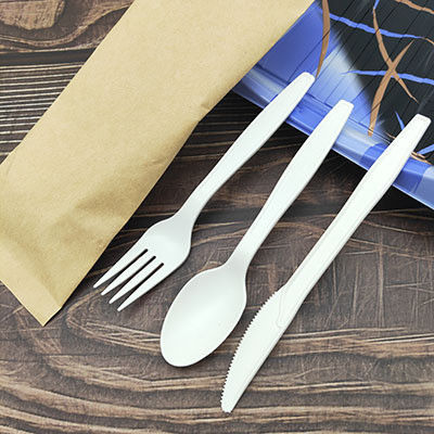 6 inci Biodegradable Cornstarch Pakaian Meja Terbungkus Secara Individual Set Piring Sekali pakai