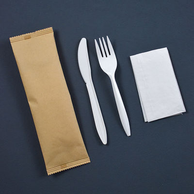 6 inci Biodegradable Cornstarch Pakaian Meja Terbungkus Secara Individual Set Piring Sekali pakai