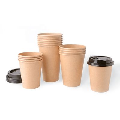 Cangkir Kertas Sekali Pakai Biodegradable 8 Ons Kertas Kraft Dinding Tunggal Cangkir Kopi