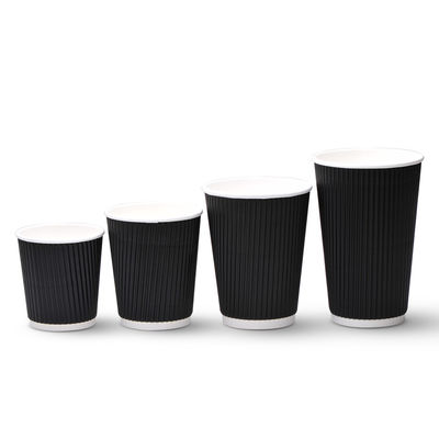 400ml PLA Cangkir Kertas Bergelombang Kokoh Tahan Lama 12oz Cangkir Bergelombang Dengan Tutup