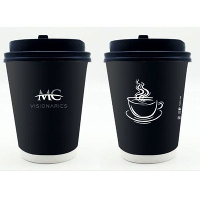 EN13432 cangkir kertas sekali pakai 400Ml 12Oz cangkir kopi dengan tutup