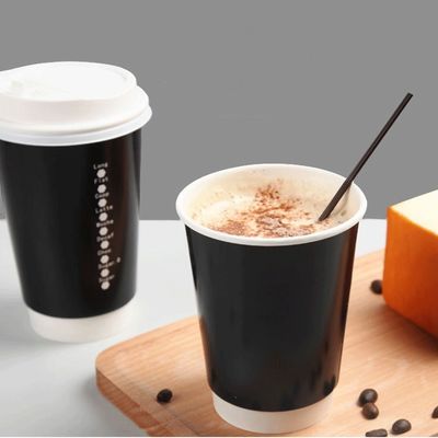 EN13432 cangkir kertas sekali pakai 400Ml 12Oz cangkir kopi dengan tutup