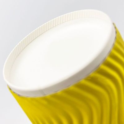 4oz 120ml 8oz 250ml cangkir kertas sekali pakai cangkir kopi kuning dengan tutup dinding bergelombang